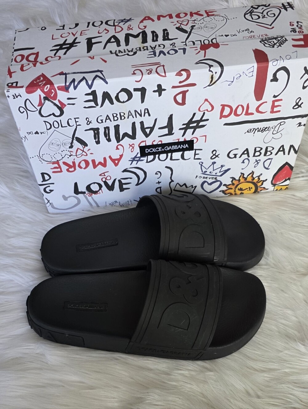 Dolce & Gabbana Womens Black Slide Sandals Us 9 Eu 39